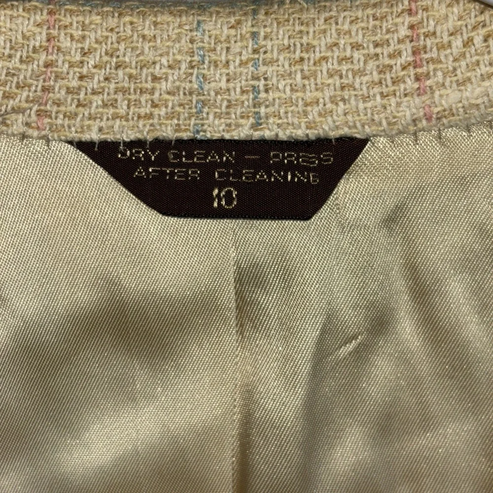 Vtg Country Britches Women Coat Size pit to pit 34Plaid Beige‎